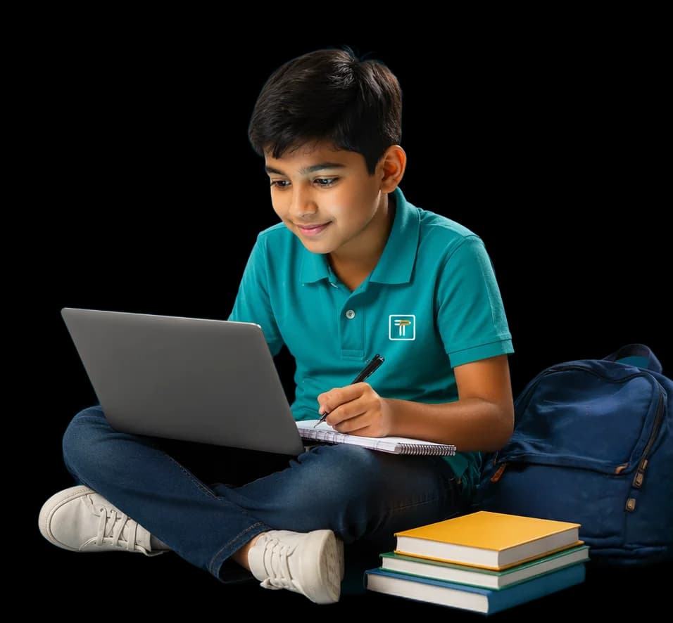 student with desktop
