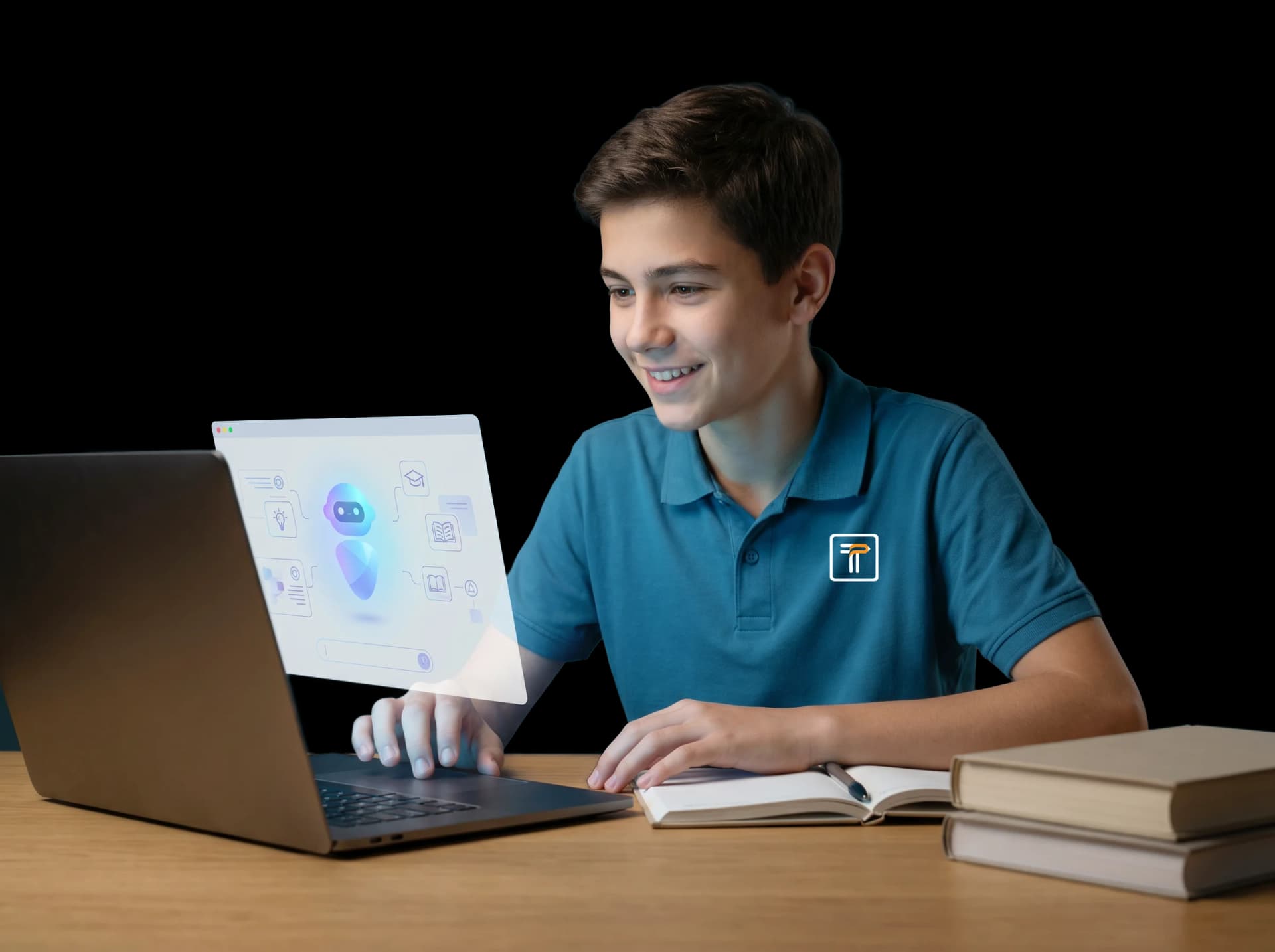 student with desktop