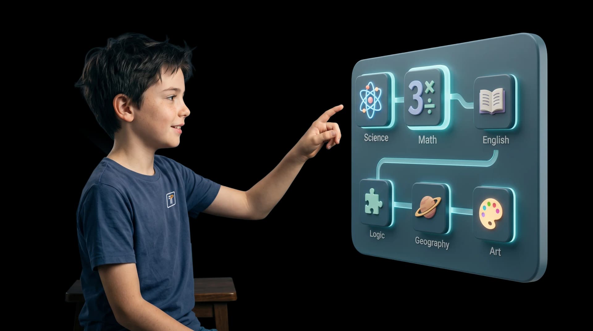 student with desktop