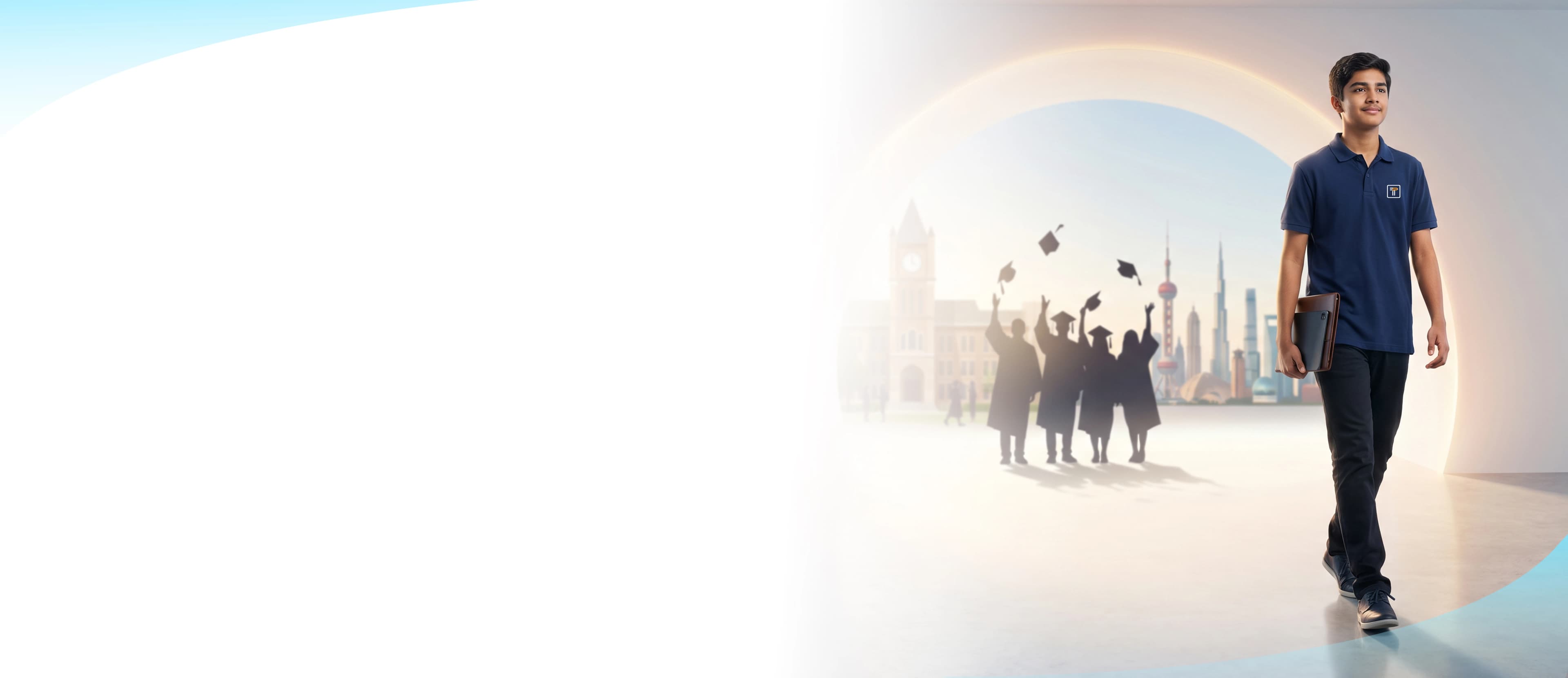 Student envisioning graduation and international career paths for A-level personalized tutoring with TUTRAIN