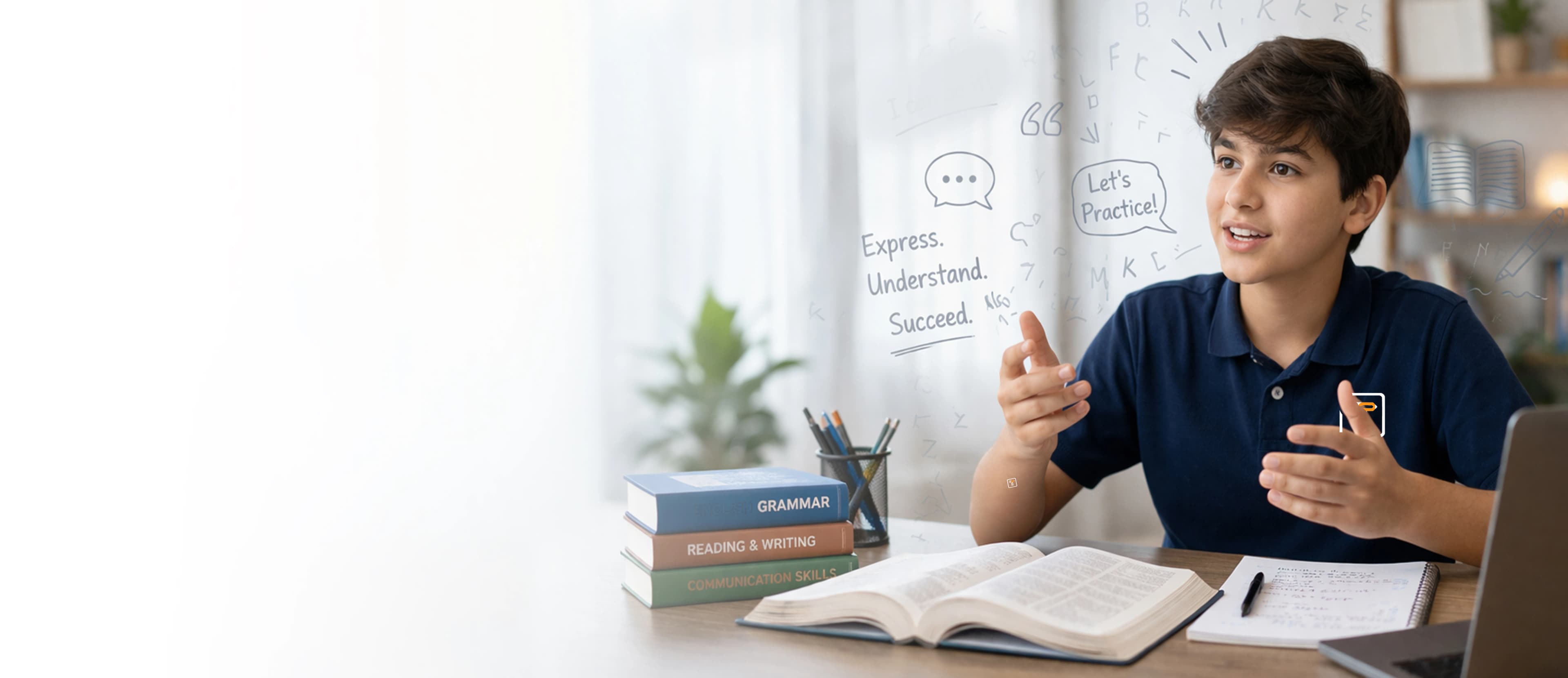 Online English tutoring for grades 4-12 with 1-on-1 and small batch classes for CBSE IB IGCSE students.